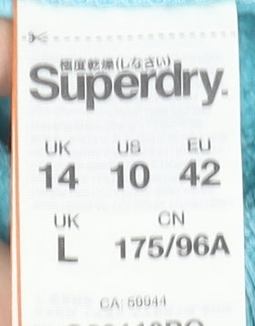 Superdry Women’s Blue Full Zip Hoodie Size 14 L Track & Field Print