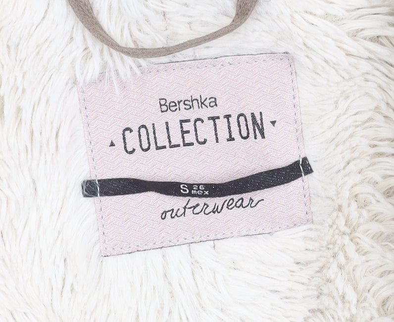 Bershka Women's Beige Faux Shearling Open Front Jacket Size S