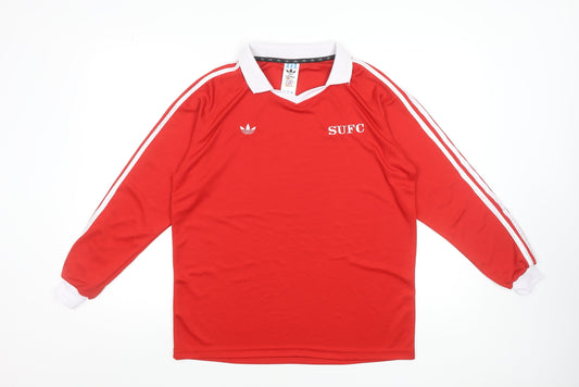 Adidas Womens Red Long Sleeve Polo Activewear Top Size 12