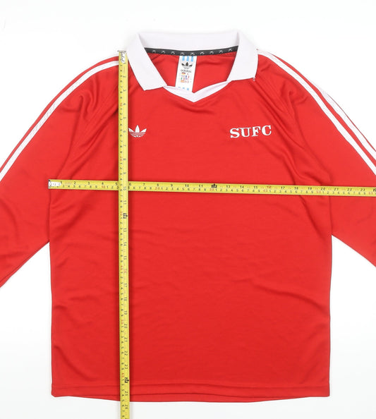 Adidas Womens Red Long Sleeve Polo Activewear Top Size 12