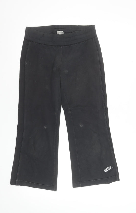Nike Womens Black Cotton Stretch Cropped Trousers Size S