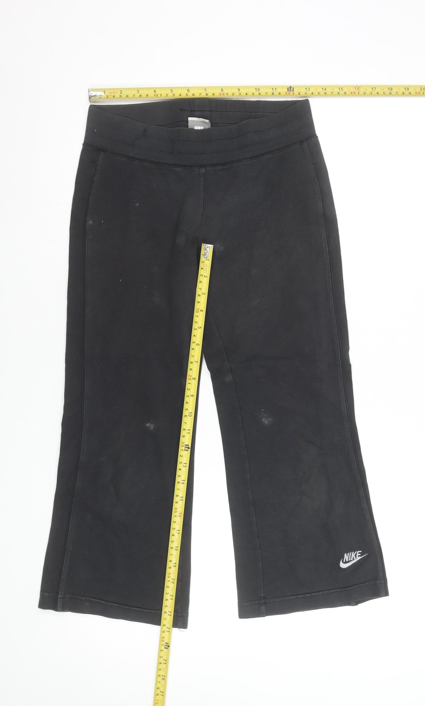 Nike Womens Black Cotton Stretch Cropped Trousers Size S