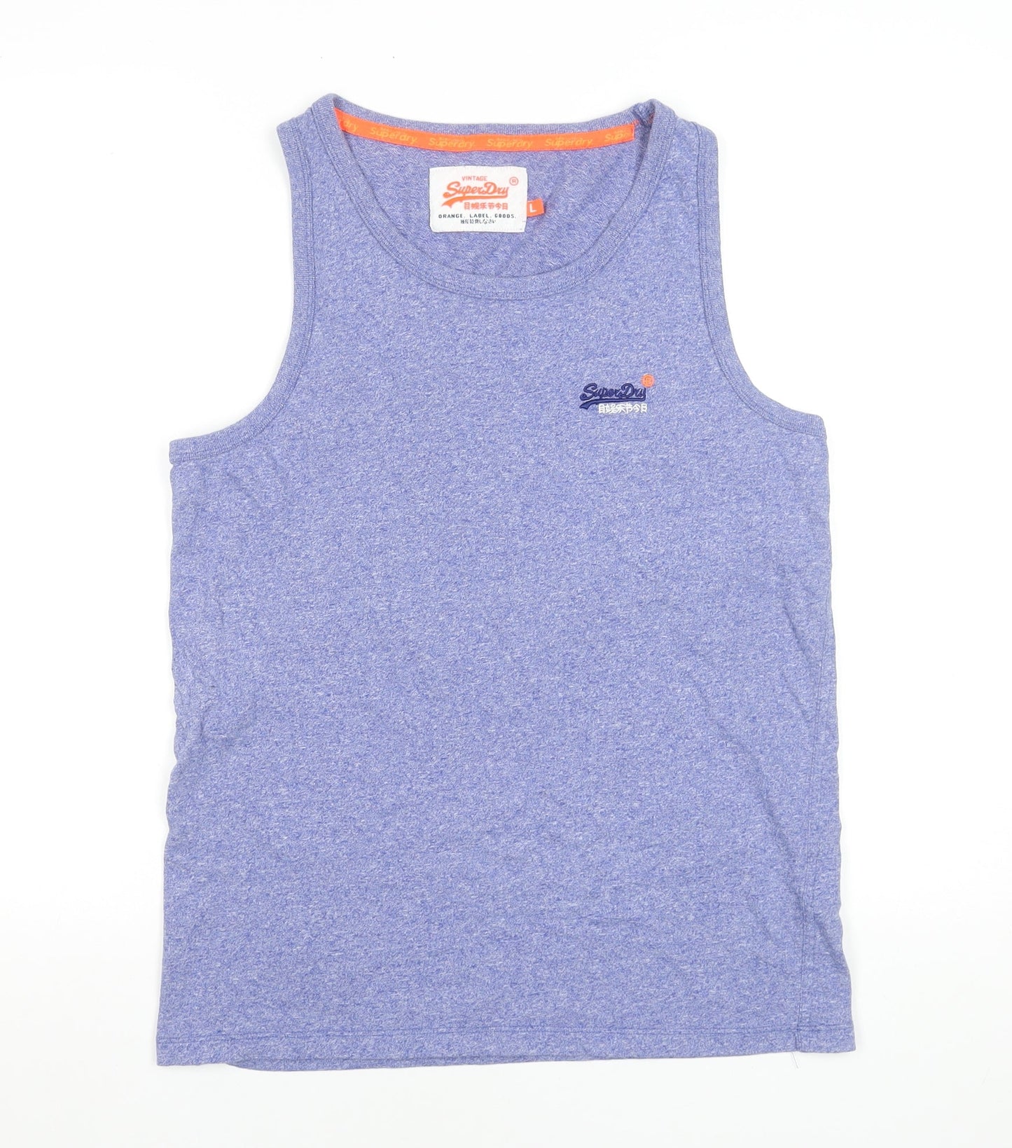 Superdry Men's Blue Sleeveless Crew Neck Cotton T-Shirt Size L