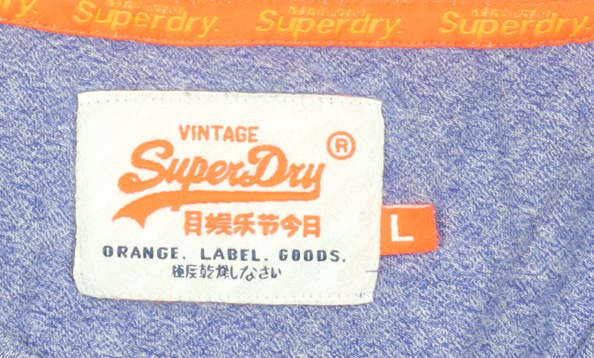 Superdry Men's Blue Sleeveless Crew Neck Cotton T-Shirt Size L