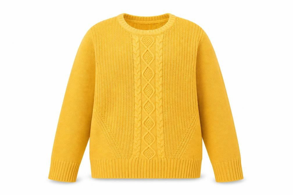 Womens UK L Regular Diesel Yellow Pullover Cable-Knit