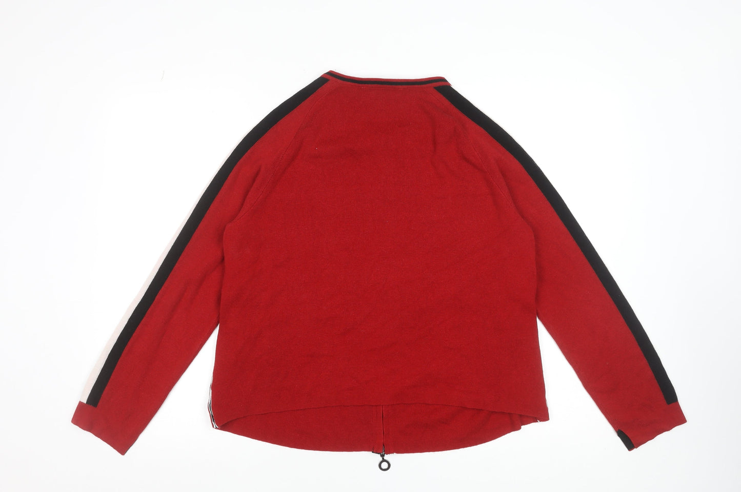 Betty Barclay Women Red Full Zip Knit Cardigan Size 12 Cotton Blend