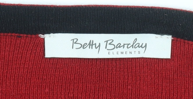 Betty Barclay Women Red Full Zip Knit Cardigan Size 12 Cotton Blend