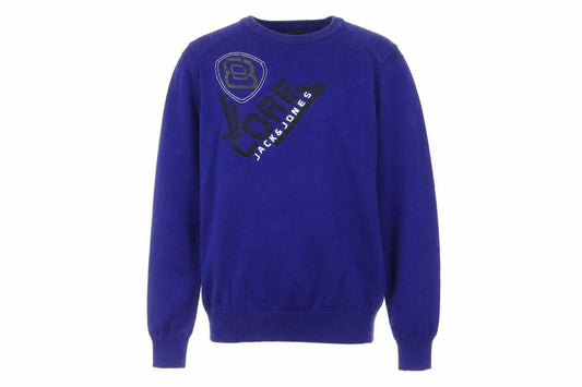 Jack & Jones Men’s Blue Cotton Crew Neck Graphic Jumper Size M