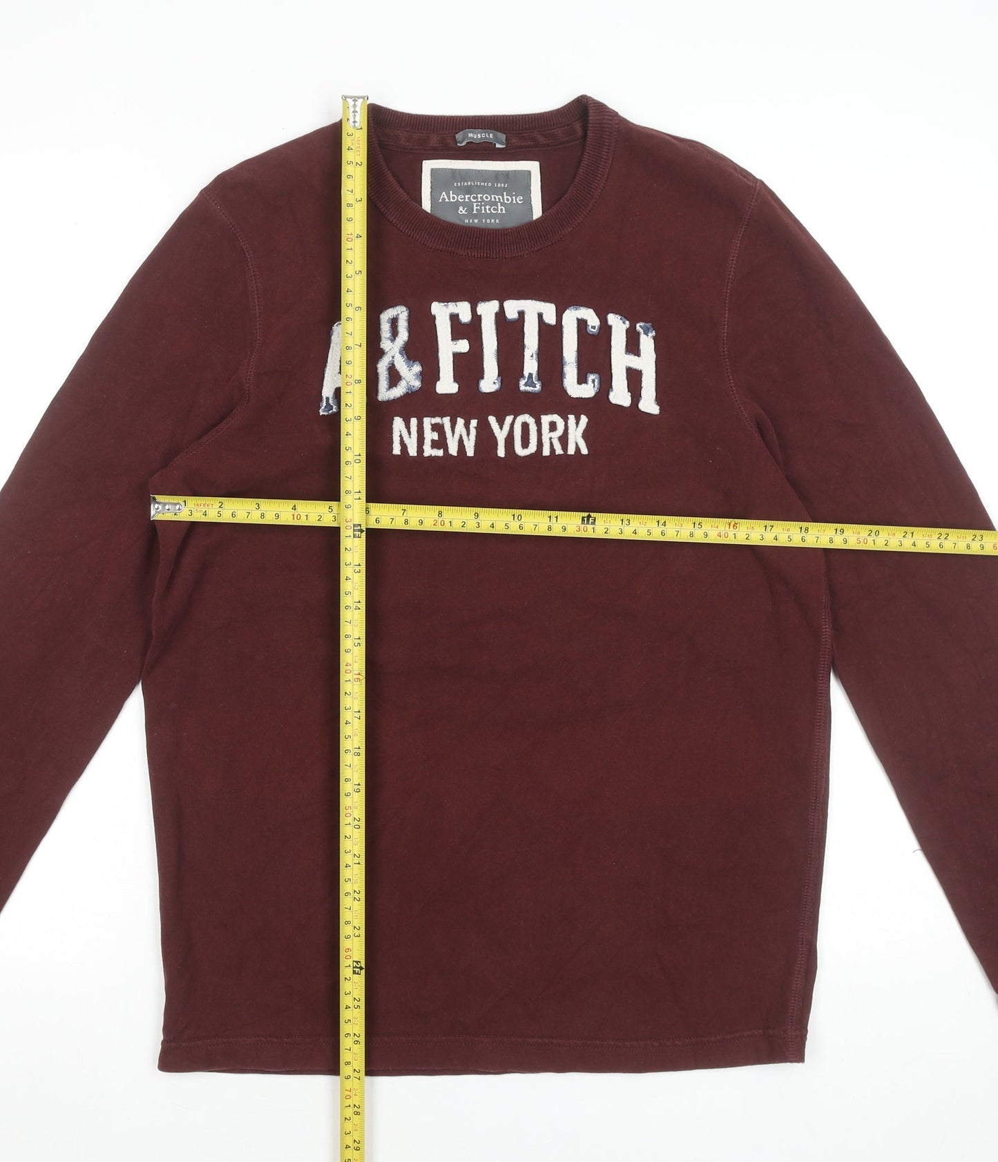 Abercrombie & Fitch Men's Brown Long Sleeve Muscle Fit T-Shirt Size S