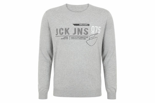 Jack & Jones Men's Grey Cotton Pullover Jumper M Crew Neck Casual