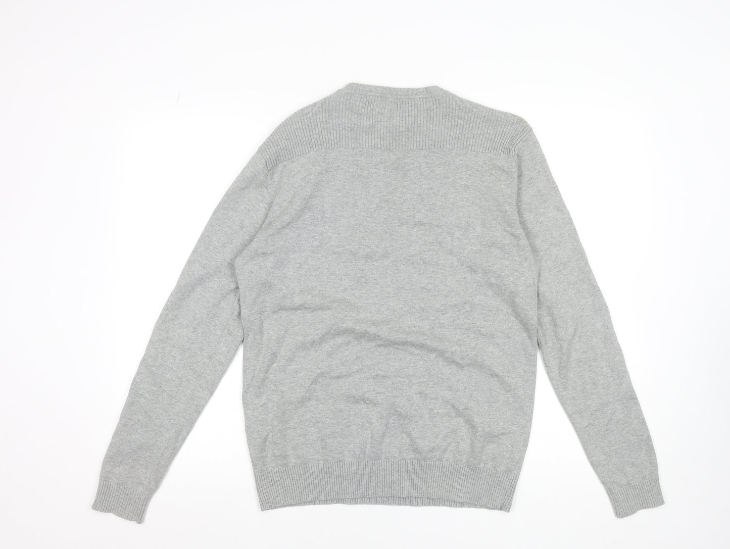 Jack & Jones Men's Grey Cotton Pullover Jumper M Crew Neck Casual