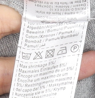 Jack & Jones Men's Grey Cotton Pullover Jumper M Crew Neck Casual