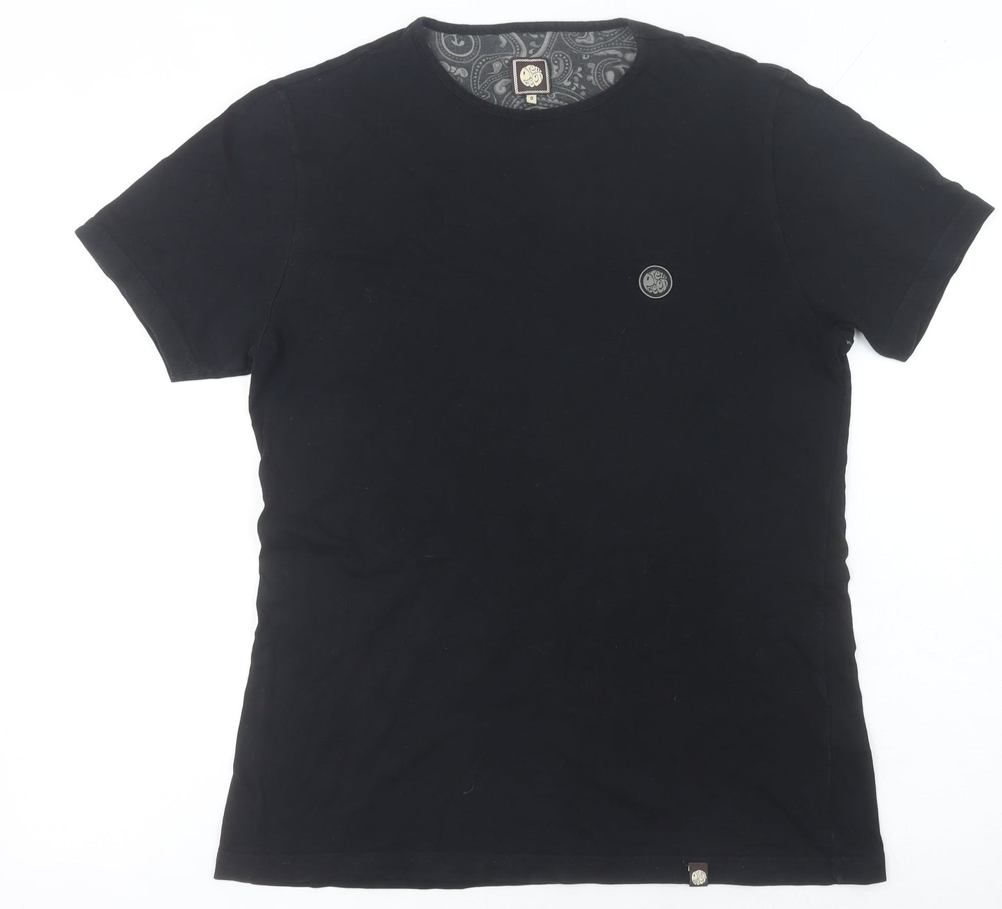 Pretty Green Men's Black Cotton Crew Neck Short Sleeve T-Shirt Size S