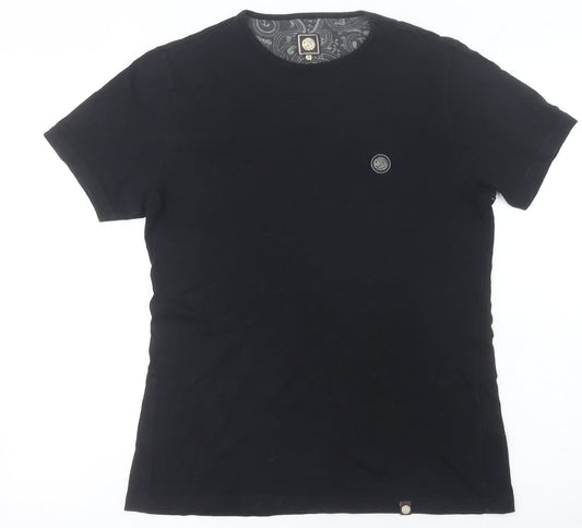 Pretty Green Men's Black Cotton Crew Neck Short Sleeve T-Shirt Size S