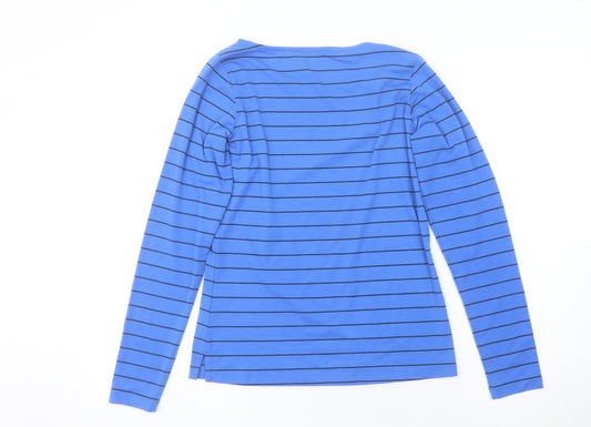Fat Face Women’s Blue Striped Long Sleeve Boat Neck Cotton Top Size 12