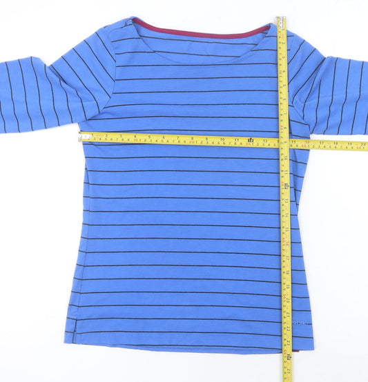 Fat Face Women’s Blue Striped Long Sleeve Boat Neck Cotton Top Size 12