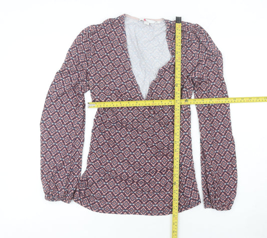 Boden Women’s Multicoloured Geometric Wrap Blouse UK 10