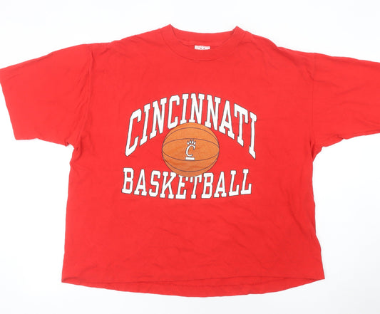 Gribble Men's Red Cincinnati Basketball Graphic T-Shirt XL