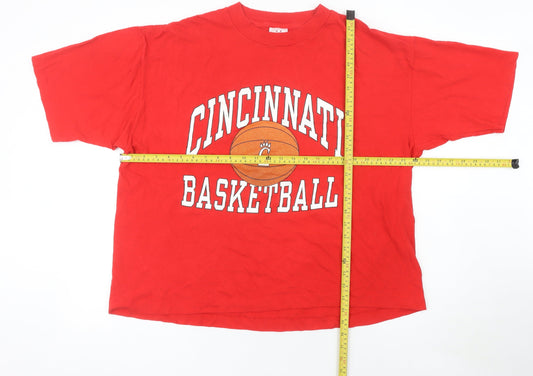Gribble Men's Red Cincinnati Basketball Graphic T-Shirt XL