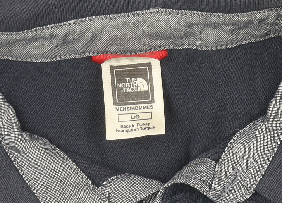 The North Face Men's Blue Cotton Polo Shirt Size L Regular Fit