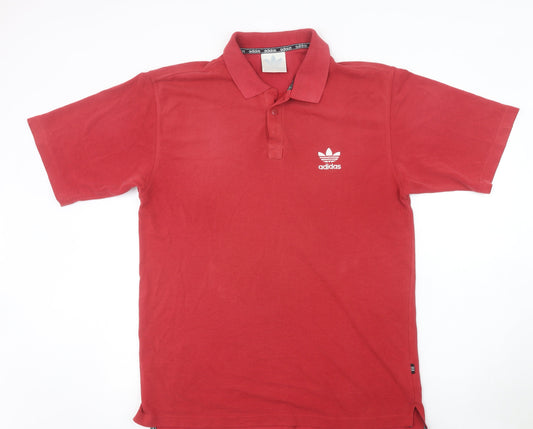 Adidas Men's Red Polo Shirt Size M Regular Fit Cotton Blend