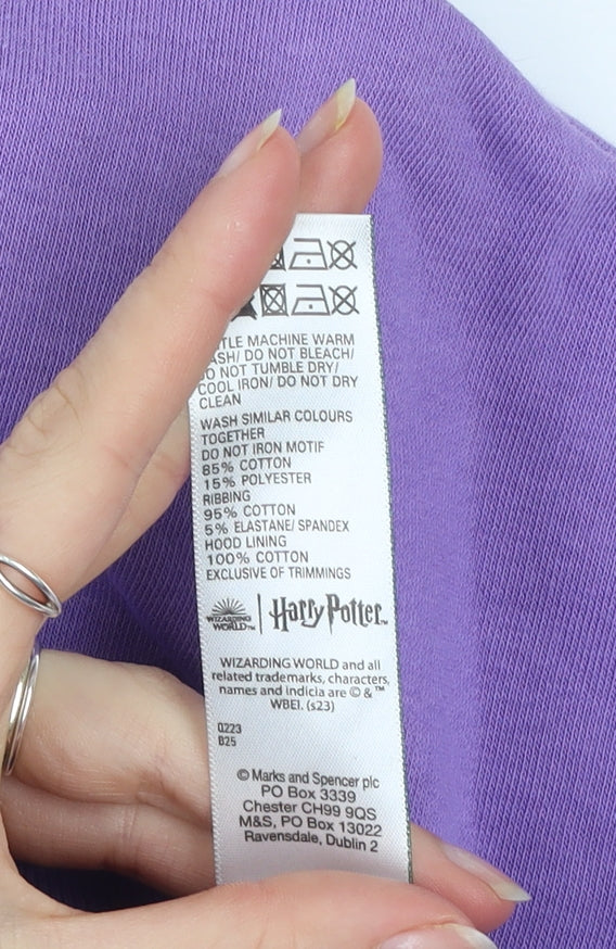 Marks and Spencer Girls Purple Harry Potter Pullover Hoodie 8-9 Years