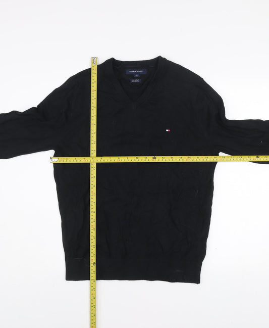 Tommy Hilfiger Men’s Black V-Neck Cotton Cashmere Jumper M
