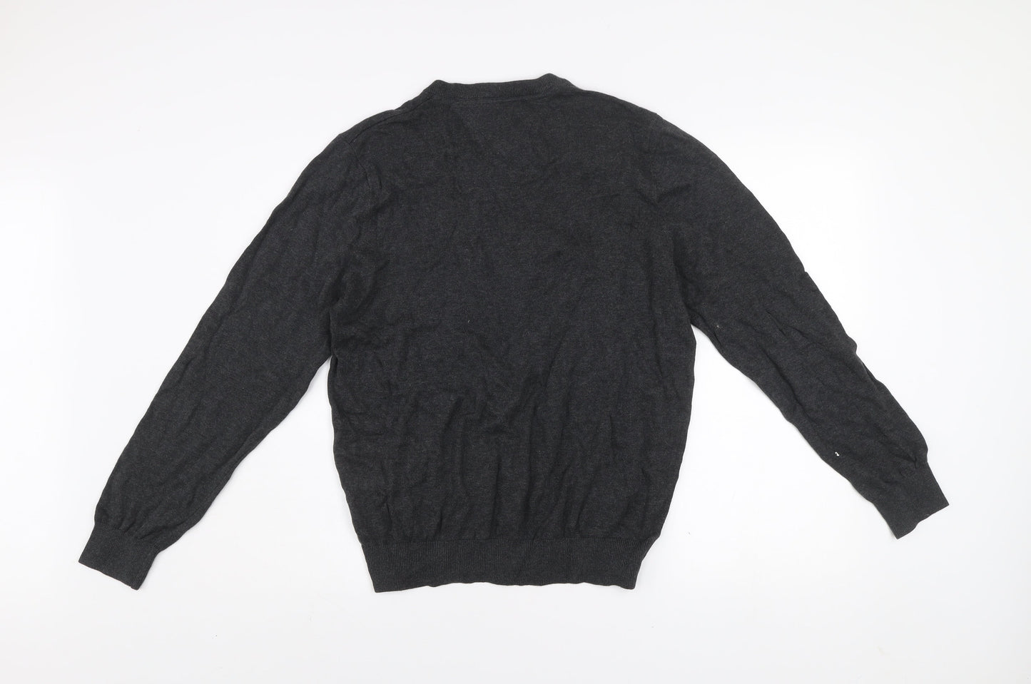 Tommy Hilfiger Men's Grey Cotton V-Neck Jumper Size M