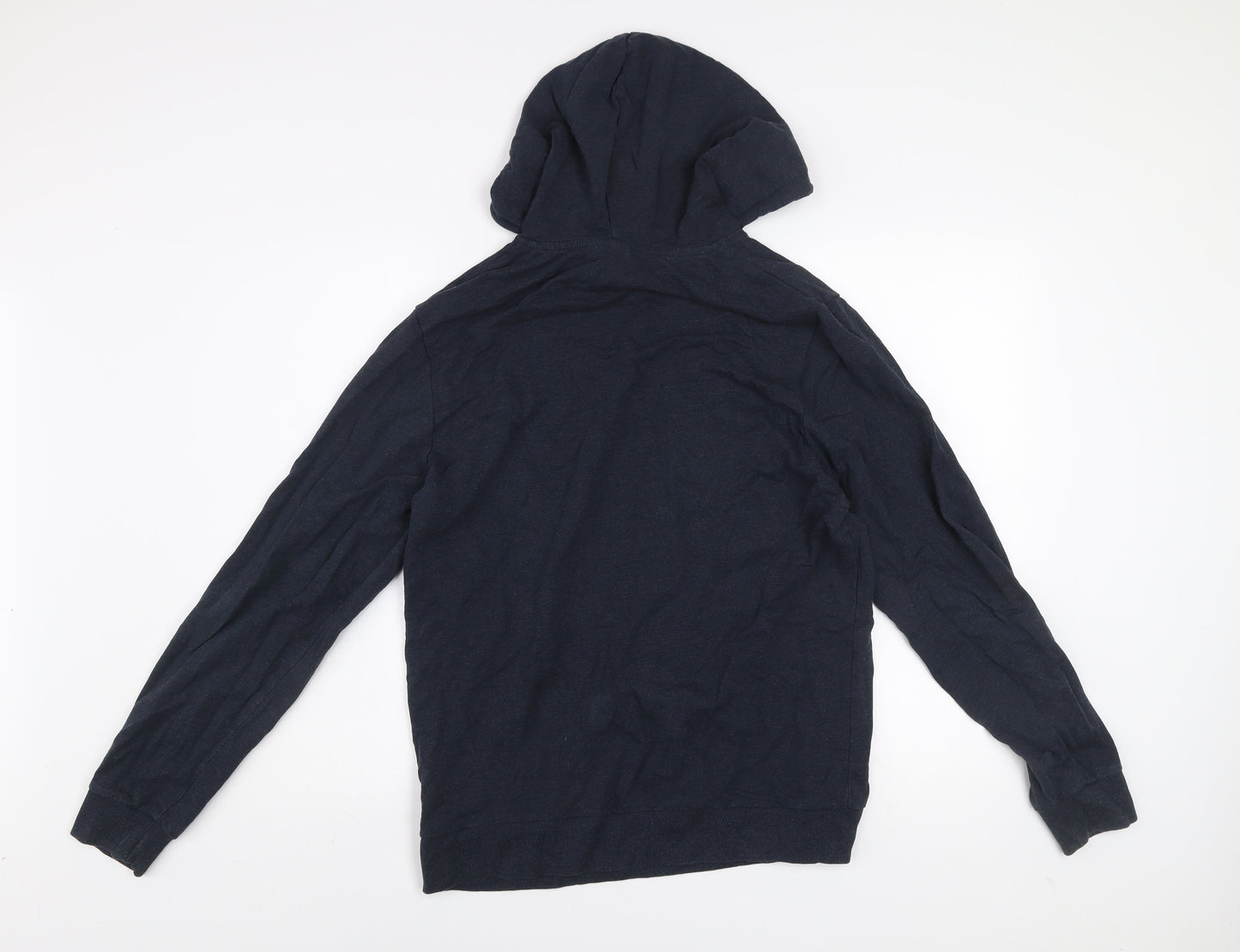 Jack & Jones Mens Blue Pullover Hoodie Medium Graphic Logo Cotton Blend