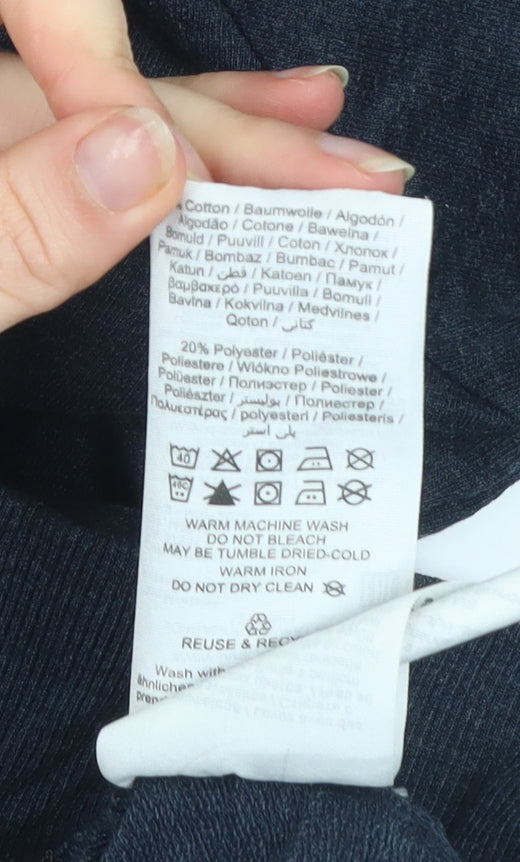 Jack & Jones Mens Blue Pullover Hoodie Medium Graphic Logo Cotton Blend