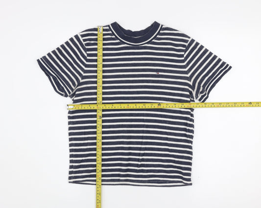 Tommy Jeans Women's Blue Striped Cotton Crew Neck T-Shirt XL