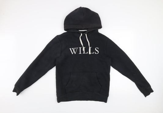 Jack Wills Men’s Black Pullover Hoodie Small Logo Fleece Sweatshirt