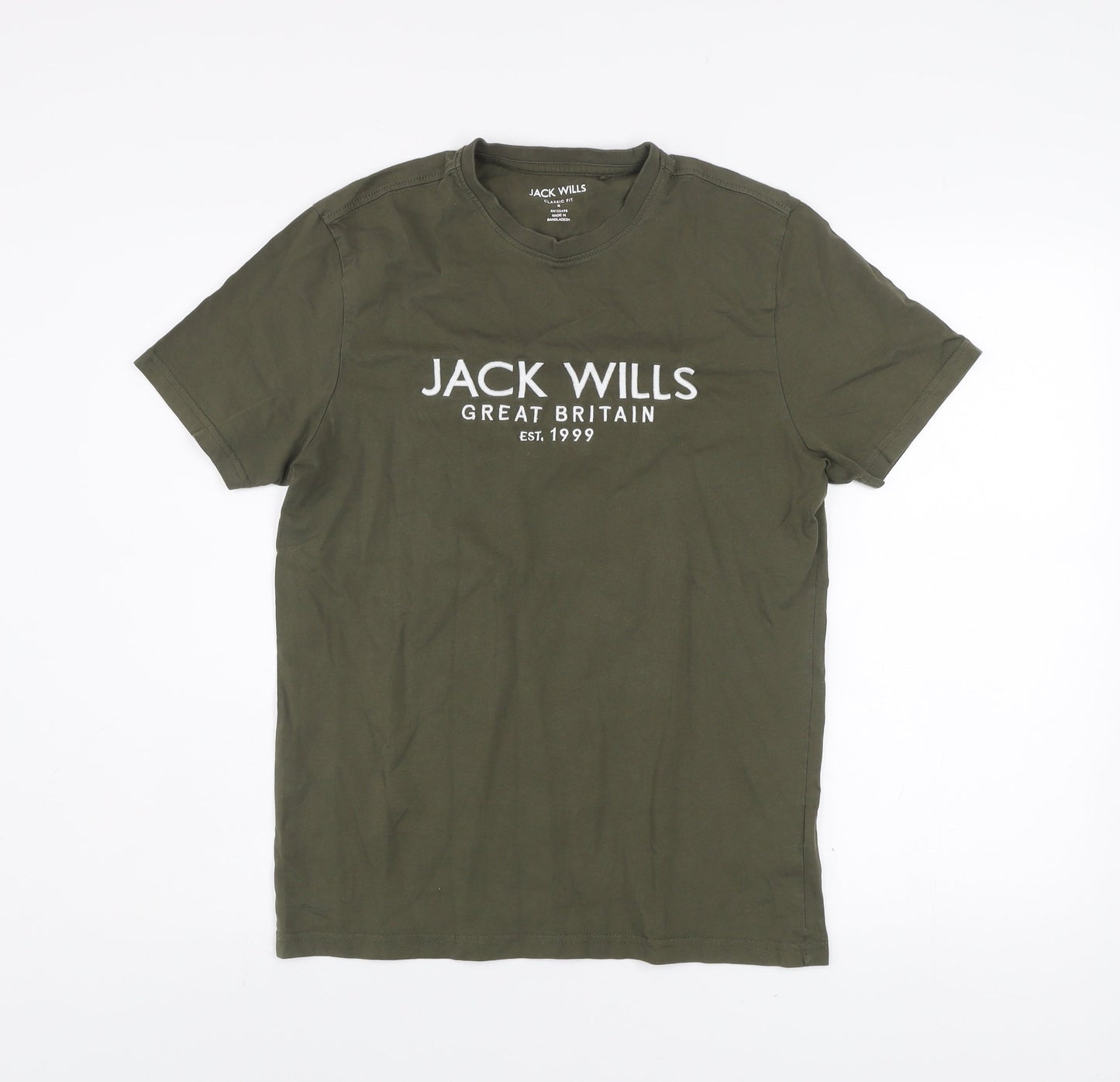 Mens UK Size S Jack Wills Green  Cotton T-Shirt