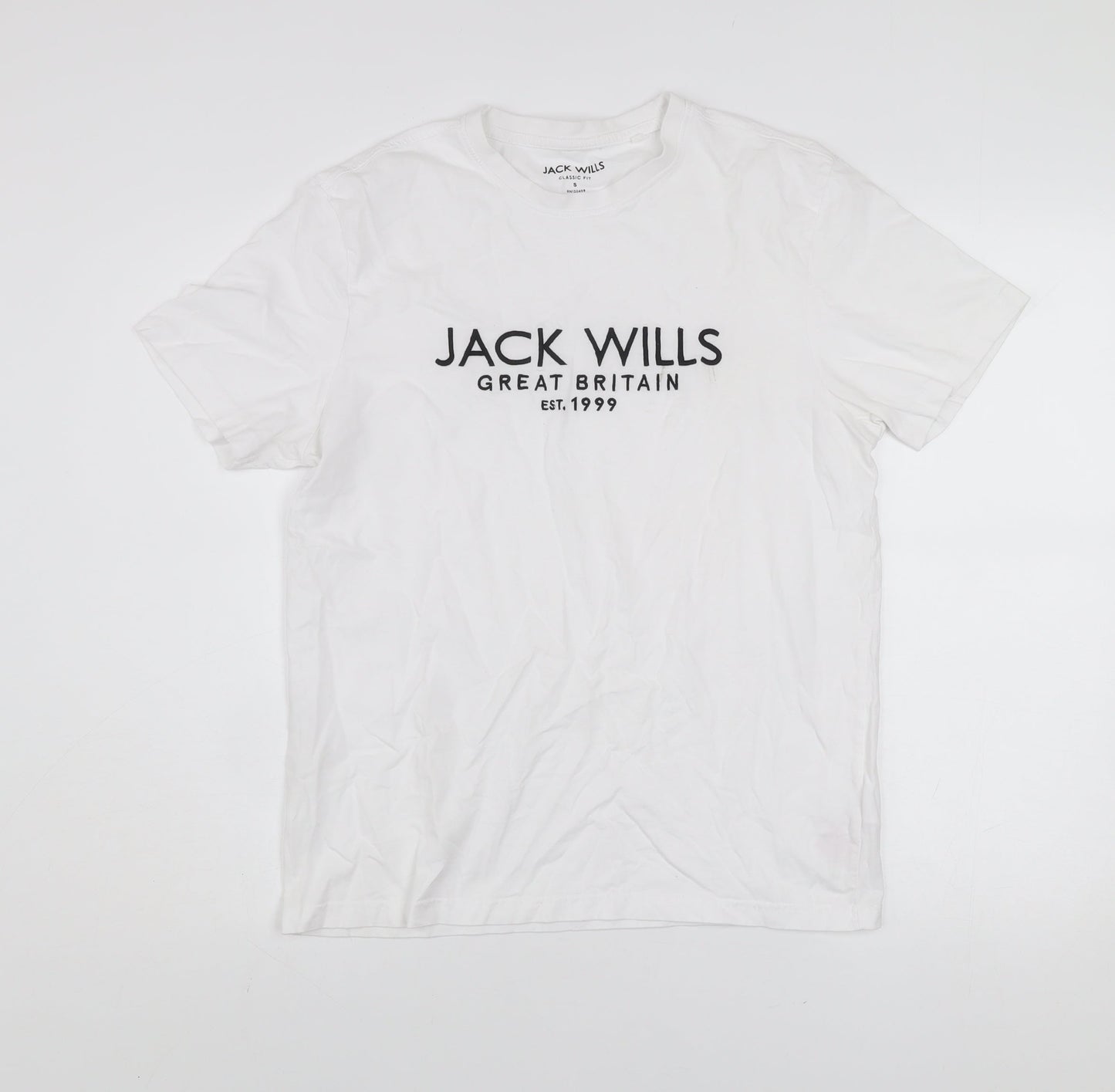 Jack Wills Men’s White Classic Fit Cotton Logo T-Shirt Size S
