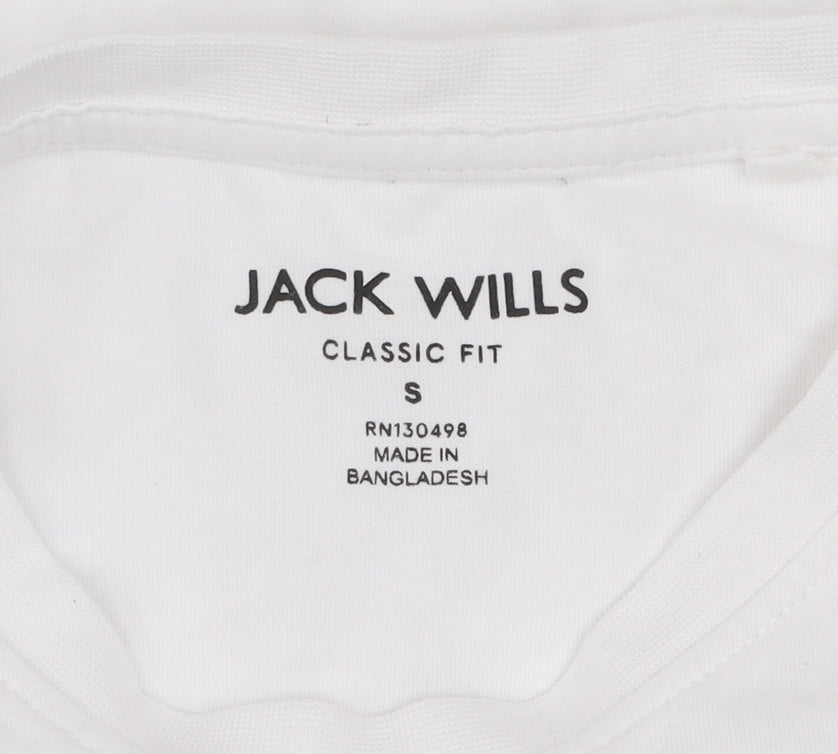 Jack Wills Men’s White Classic Fit Cotton Logo T-Shirt Size S