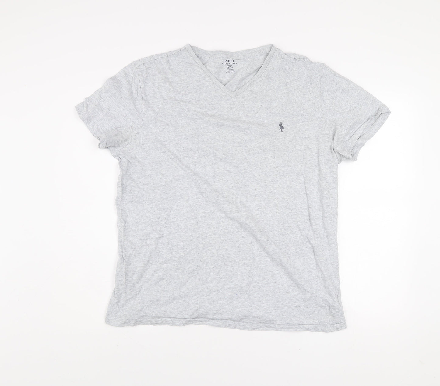 Ralph Lauren Men's Grey V-Neck Cotton T-Shirt Size L