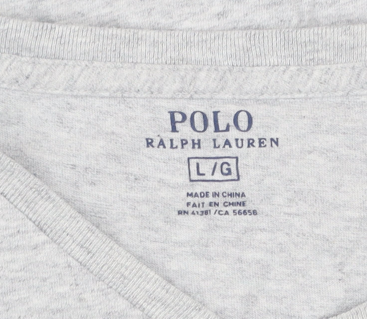Ralph Lauren Men's Grey V-Neck Cotton T-Shirt Size L