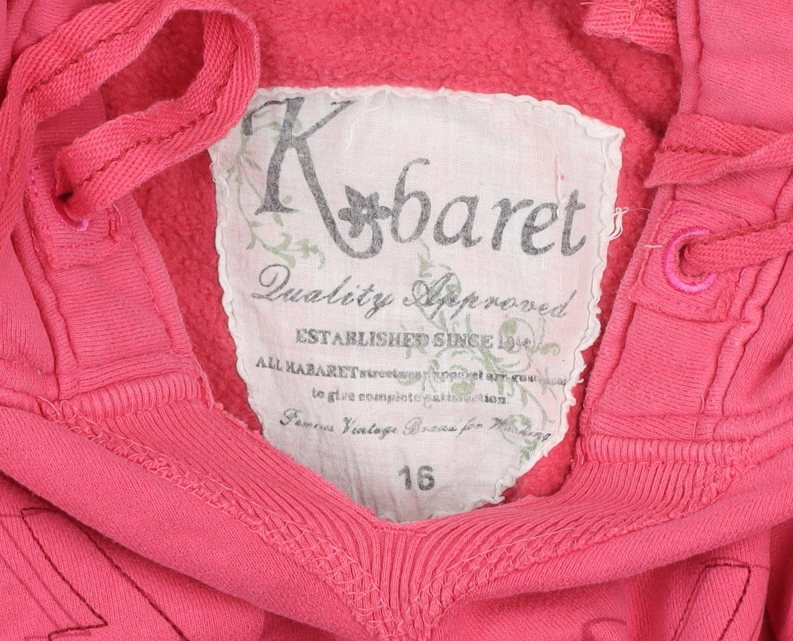 Kabaret Womens Pink Pullover Hoodie Size 16 Cotton Blend Casual