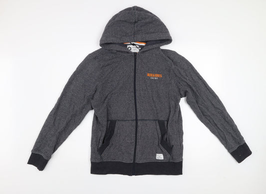 Jack & Jones Core Men's Grey Full Zip Hoodie Size M