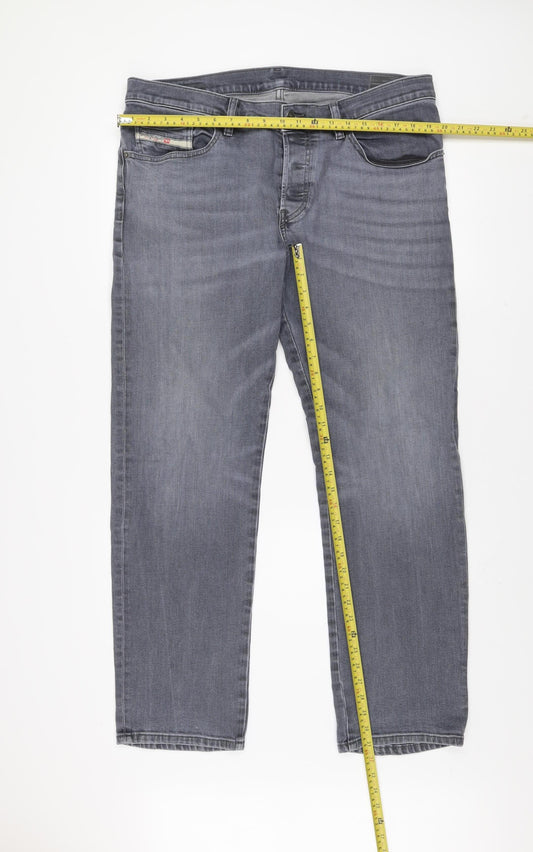 Diesel Men's Grey Straight Denim Jeans W36 Regular Fit