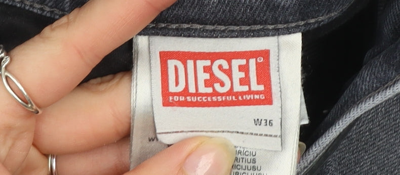 Diesel Men's Grey Straight Denim Jeans W36 Regular Fit