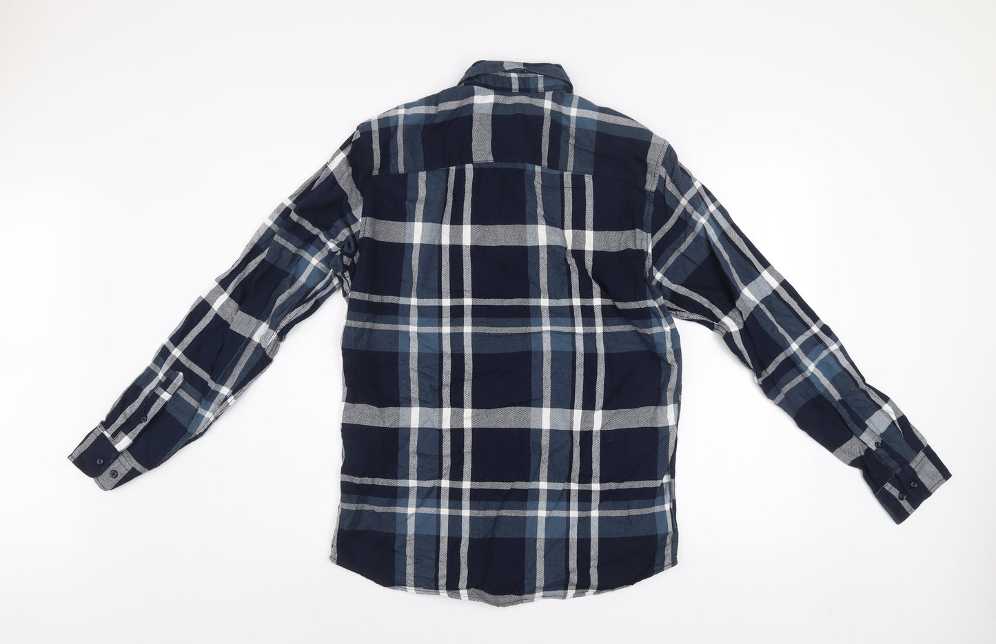 Jack & Jones Men's Blue Check Slim Fit Long Sleeve Button-Up Shirt Size M