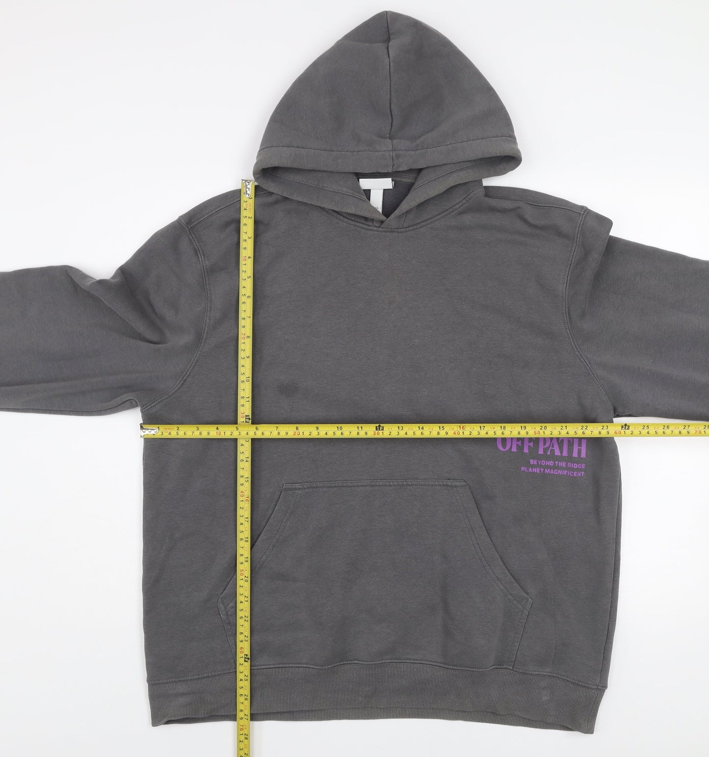 H&M Men’s Grey Regular Fit Pullover Hoodie XL Graphic Print