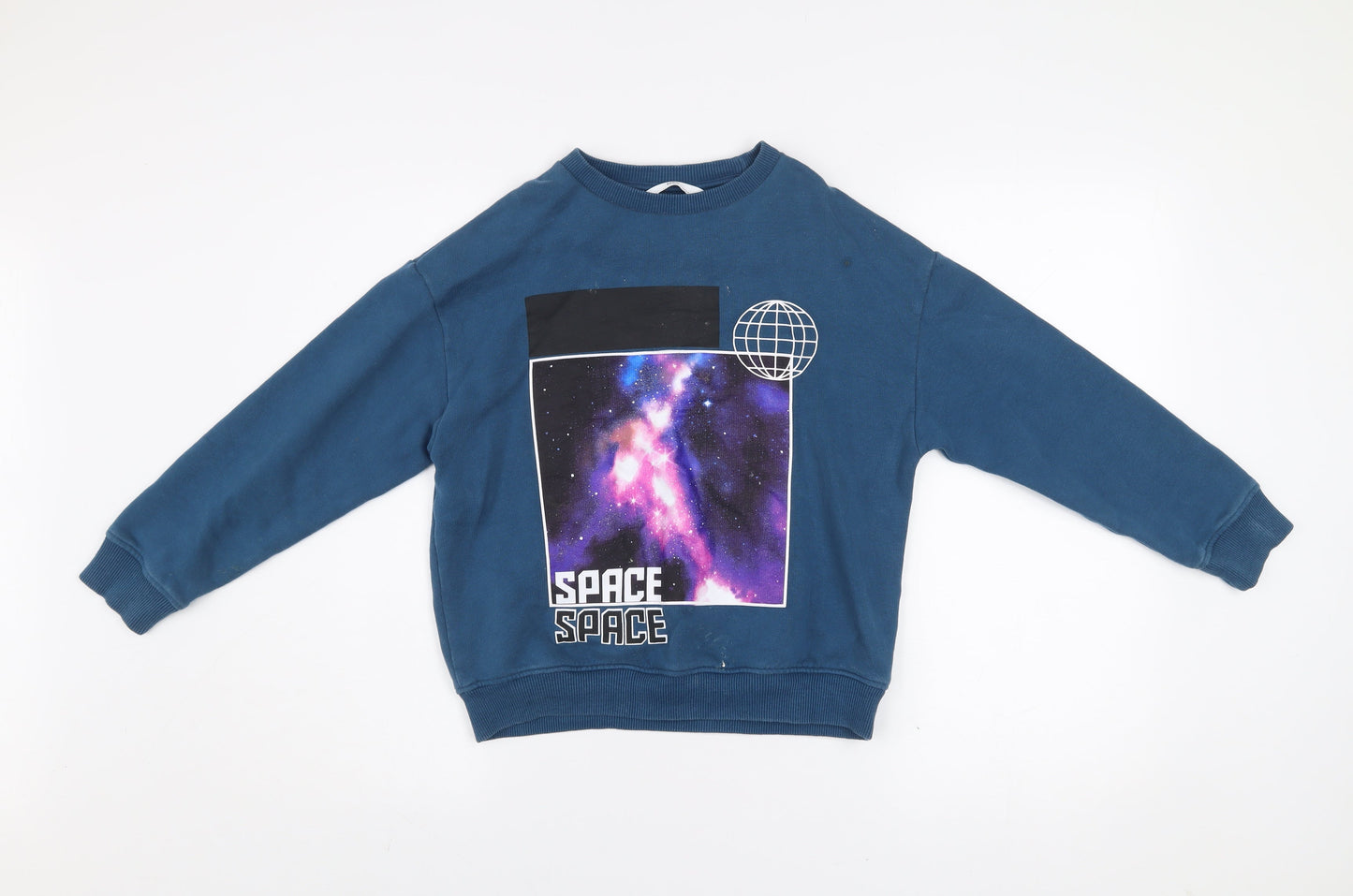 Marks and Spencer Girls Blue Space Graphic Pullover Sweatshirt 9-10 Years