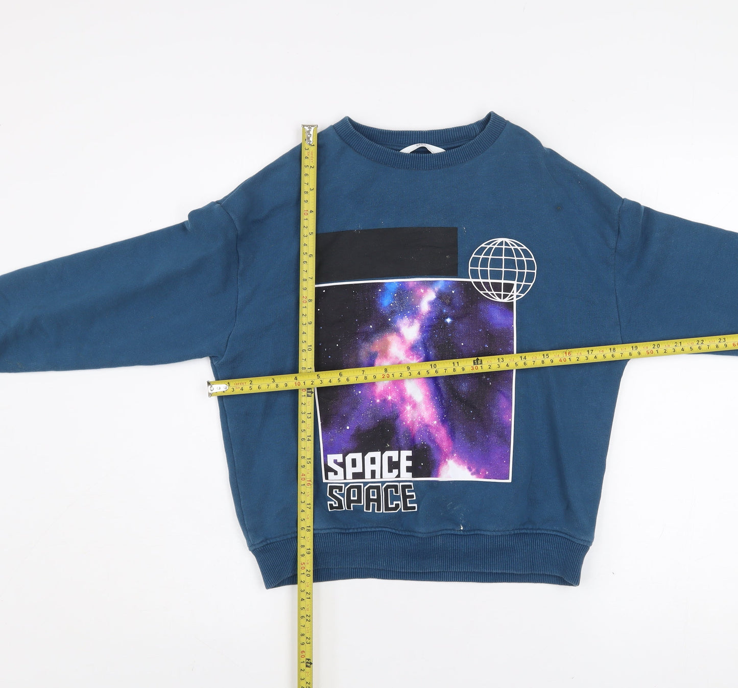 Marks and Spencer Girls Blue Space Graphic Pullover Sweatshirt 9-10 Years