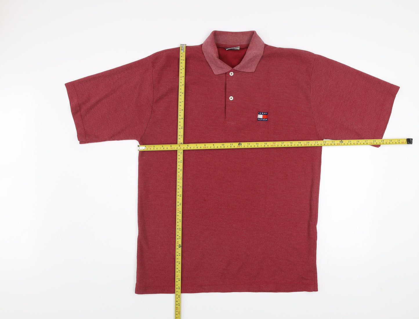 Tommy Hilfiger Men's Red Cotton Polo Shirt L Regular Fit