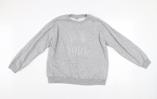 JDY Women's Grey New York Pullover Sweatshirt XL