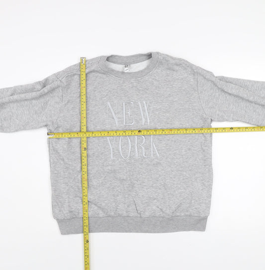 JDY Women's Grey New York Pullover Sweatshirt XL