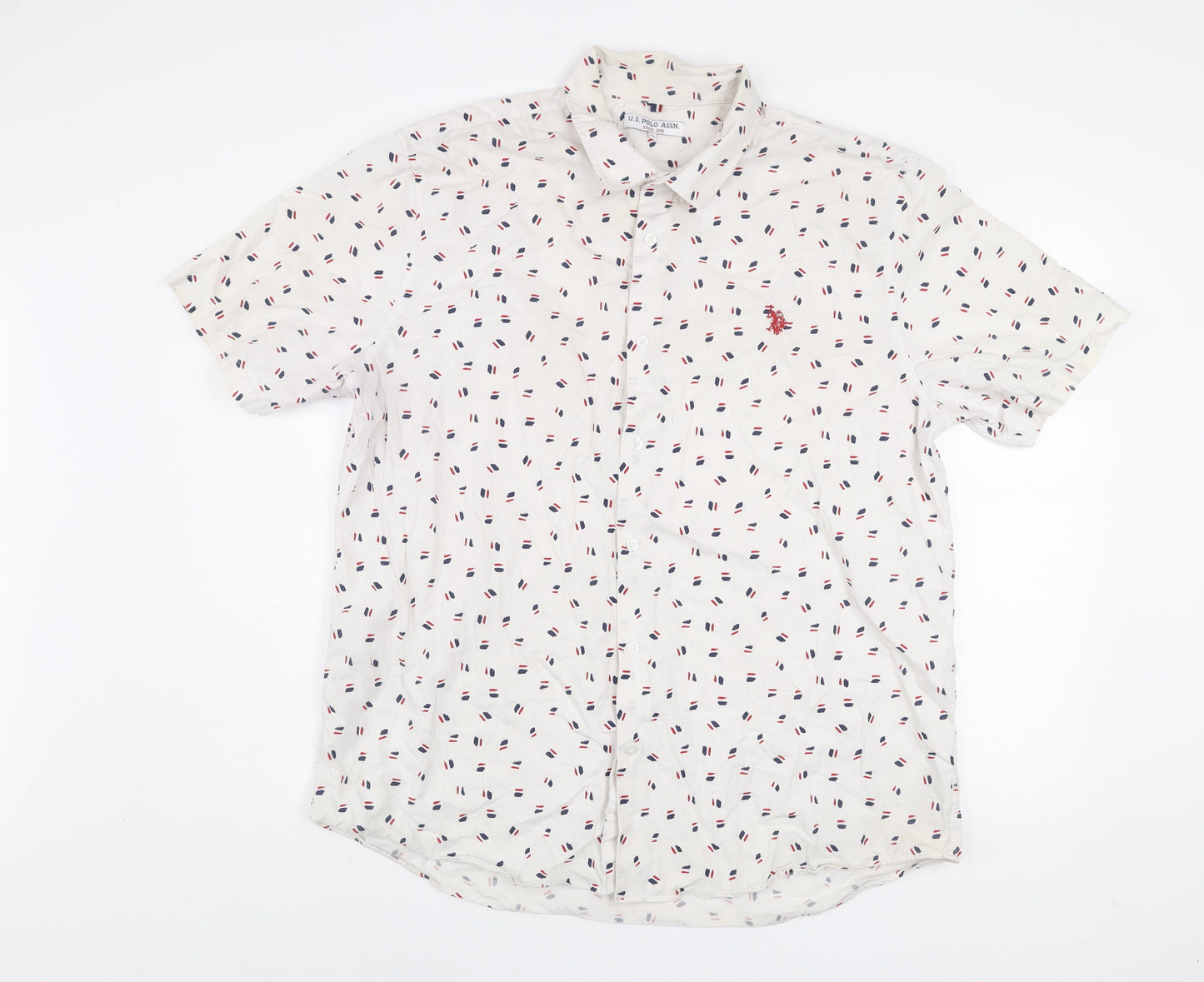 U.S. Polo Assn. Men's White 2XL Short Sleeve Button-Up Shirt