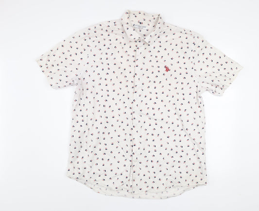 U.S. Polo Assn. Men's White 2XL Short Sleeve Button-Up Shirt